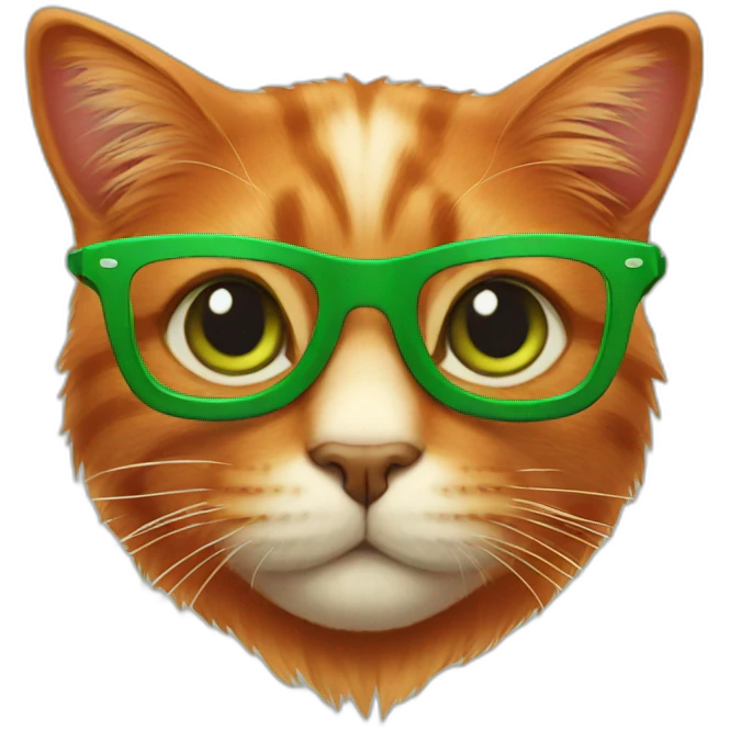 a red cat in green glasses emoji