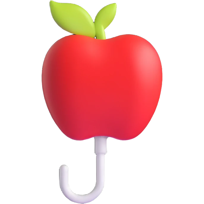 sleek white wall hook for coats with apple-inspired design emoji