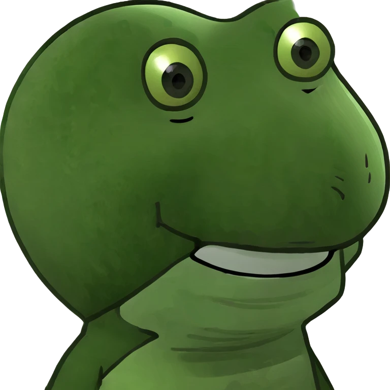 bobblehead with a wobbly head, yellow face, smiling, simple features emoji