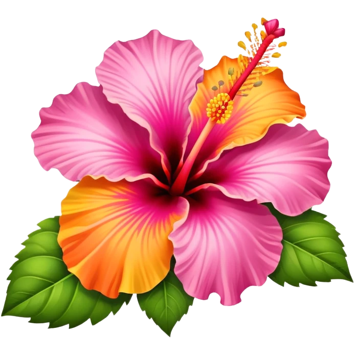 Hibiscus flower that is pink orange & yellow  emoji