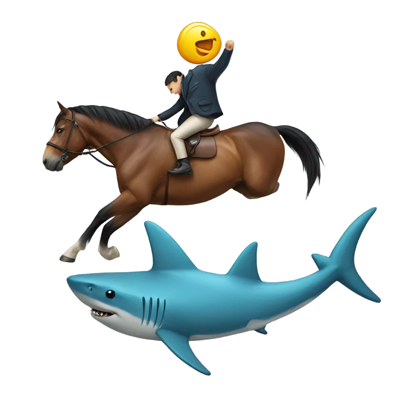 A horse riding a shark emoji