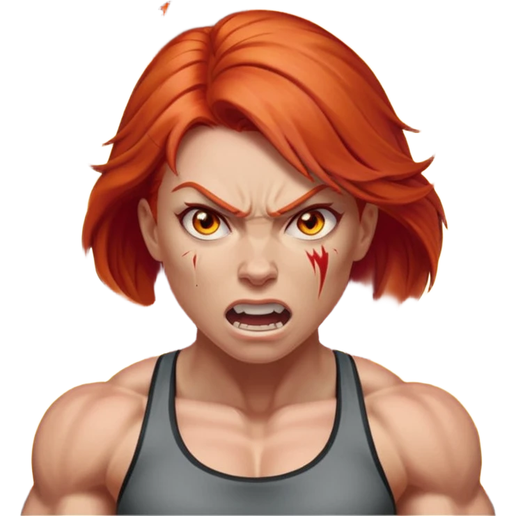 burning angry bodybuilder red haired woman emoji