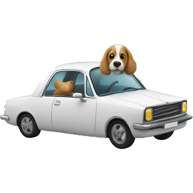 Car that floats through space and is driven by a dog emoji