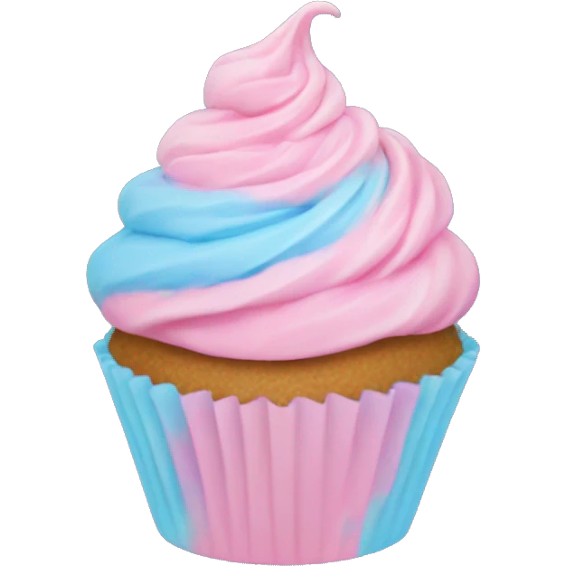 Cupcake with blue and pink pastel swirled frosting emoji