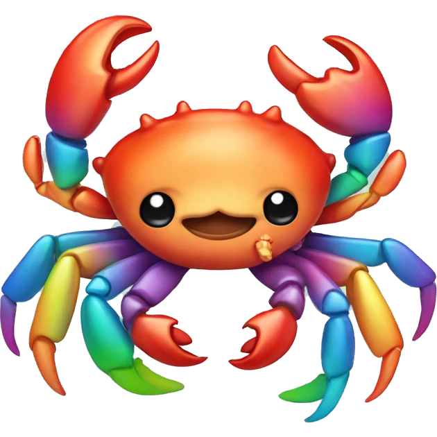 Chibi crab with rainbow accessories   emoji