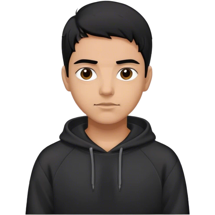 Latino, black hair, with a black sweatshirt emoji