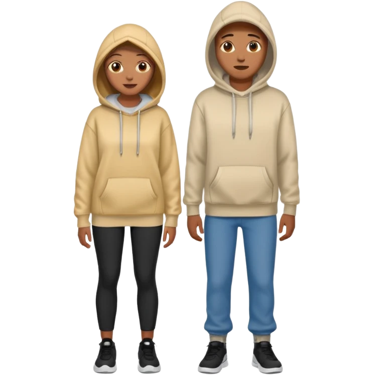 full-length couple in hoodie emoji