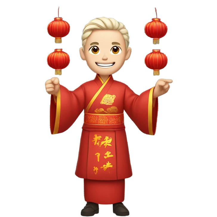 White man celebrating Chinese new year  emoji