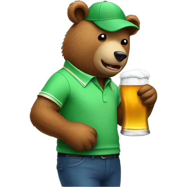 Bear drinking beer golfing emoji