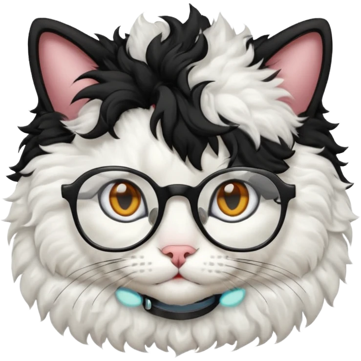 a cat with glasses and curly black hair  emoji