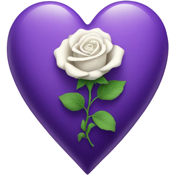Purple heart with a white rose inside emoji