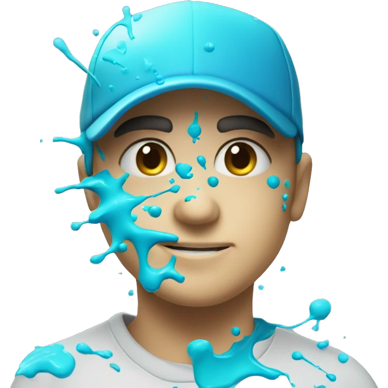 Glowing Cyan blue paint splash splatter emoji