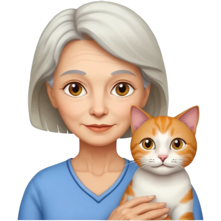 Een oma met een kat emoji