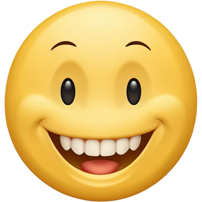 a yellow  smiley face with very long teeth like the trivago guy emoji