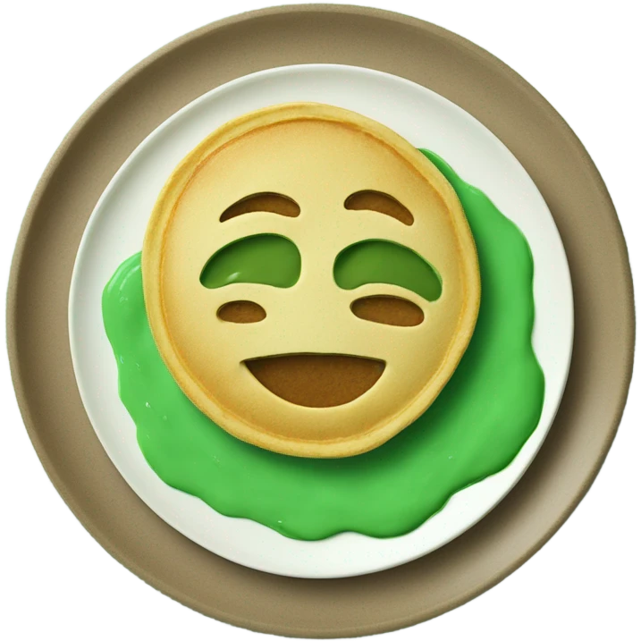 green pancakes on a plate with green sauce emoji