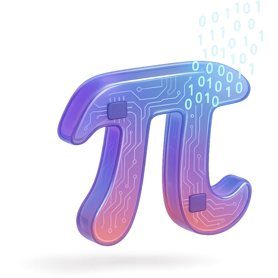  combine the π (pi) math symbol, binary code emerging from it. emoji