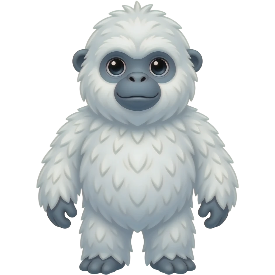 Cute, all-white yeti emoji