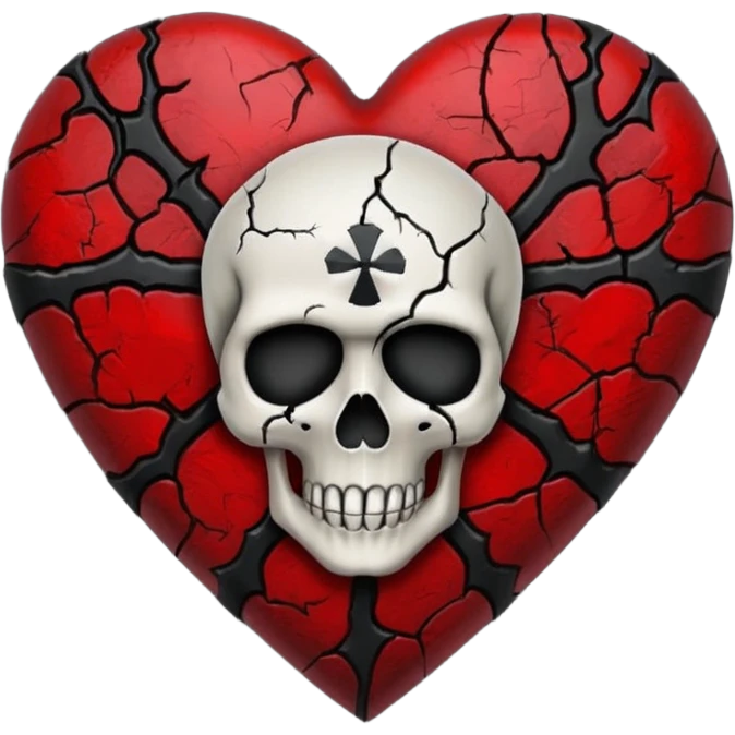 goth themed heart with skull emoji