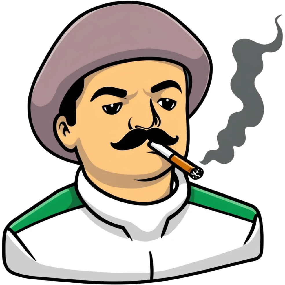 El Chapo Guzman with mustache smoking a marijuana joint emoji