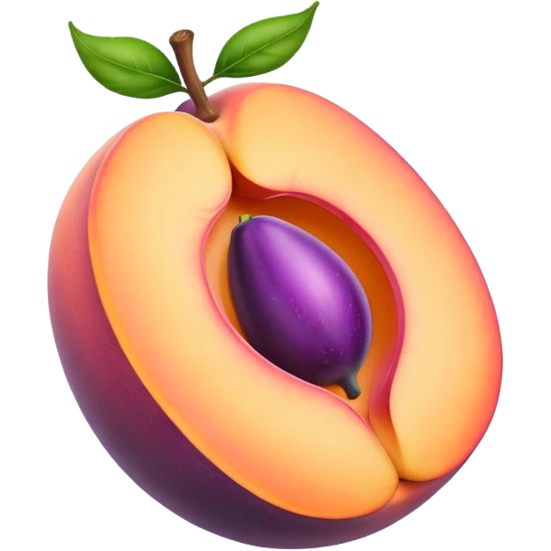 Peach with hole eggplant stuck in hole in peach  emoji