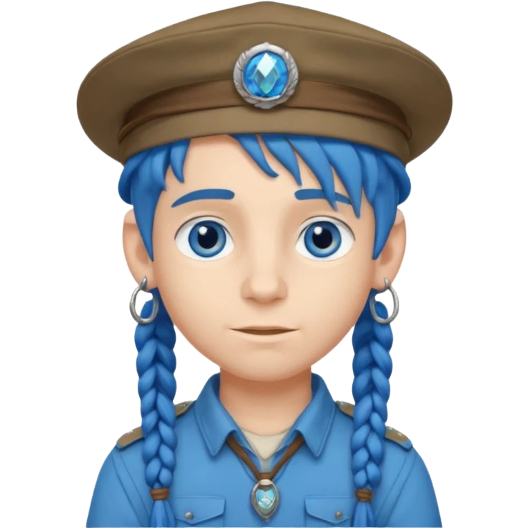 very handsome boy big blue eyes, scout boy with, blue dreadlocks, and big earrings and scouts hat emoji