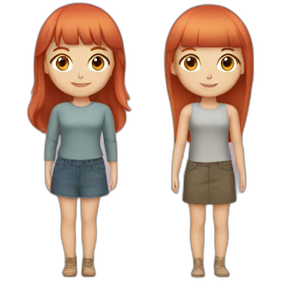 Female friends one with Long, red Hair and bangs, The other with short, blond Hair emoji