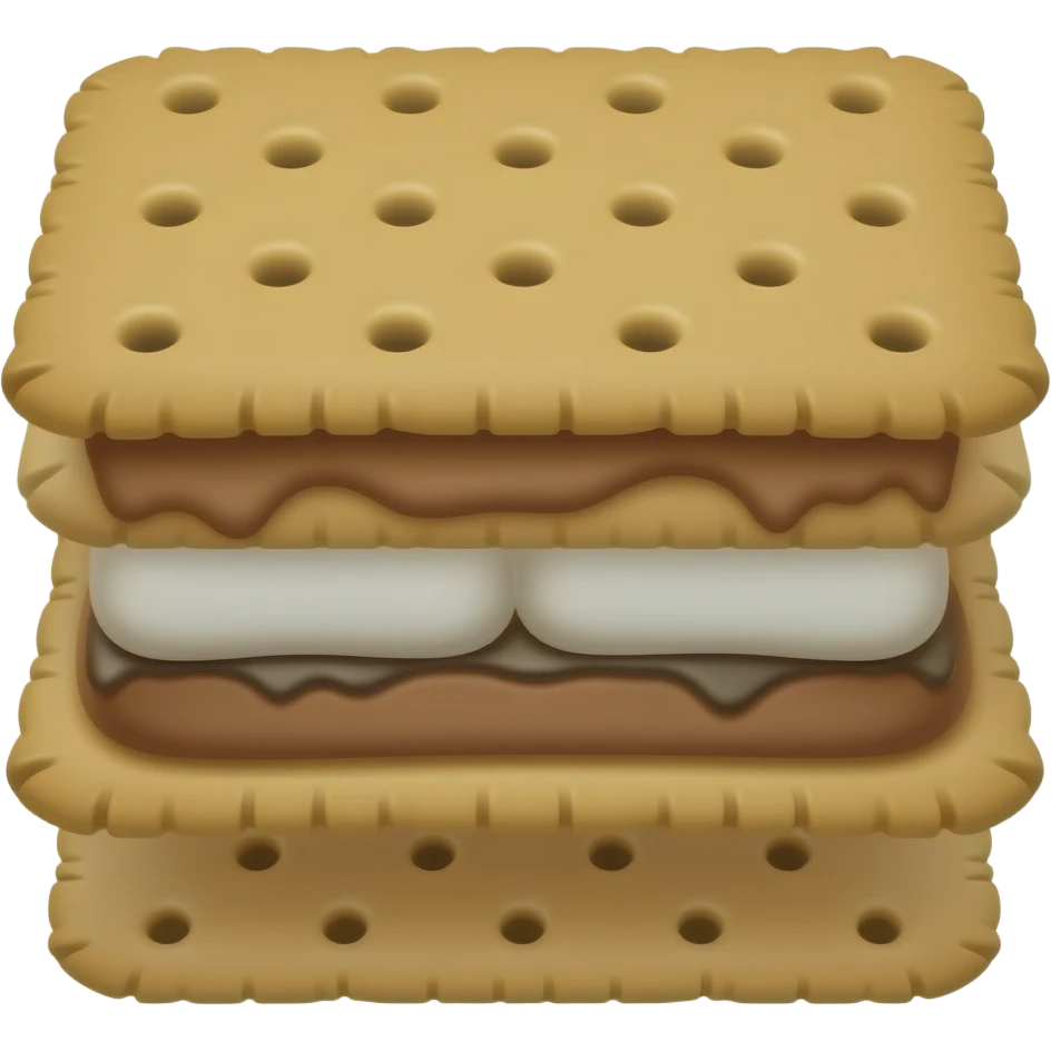 chocolate and roasted marshmallow between two graham cracker squares emoji