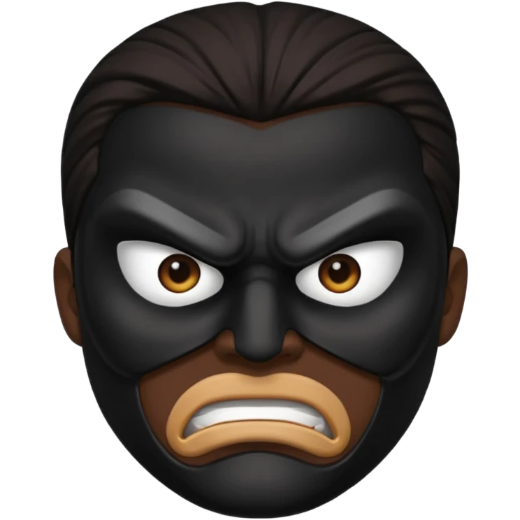 angry ninja face emoji, black mask, intense eyes, furrowed brows emoji