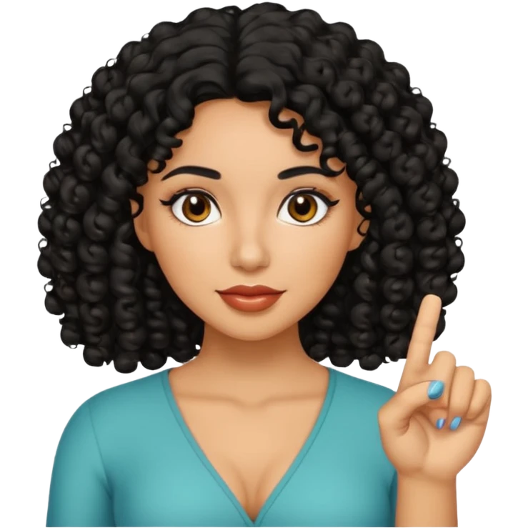 latina with black curly hair and finger highlights  emoji