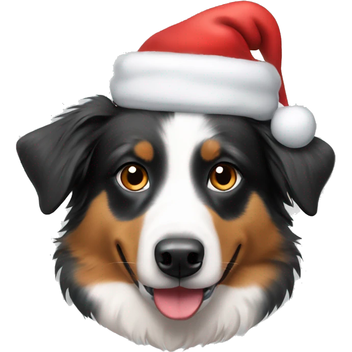 Australian Shepherd wearing a santa hat  emoji