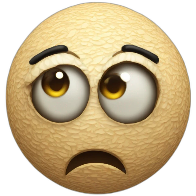 3d sphere with a cartoon pensive skin texture with big kind eyes emoji