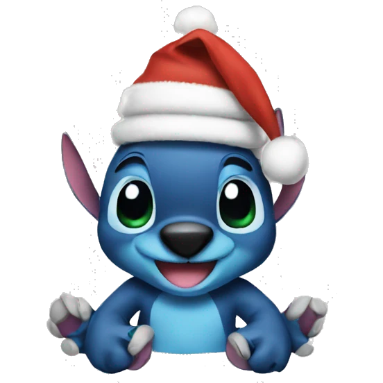 Stitch wearing Christmas hat emoji