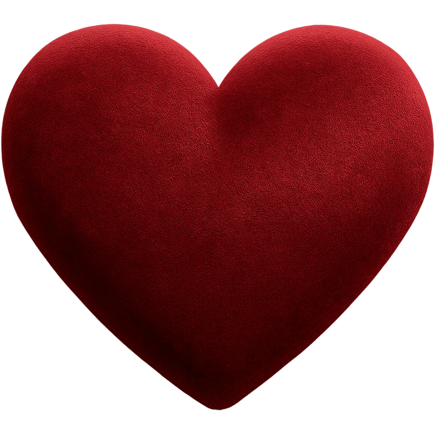 heart icon with a soft velvet texture, digital illustration emoji