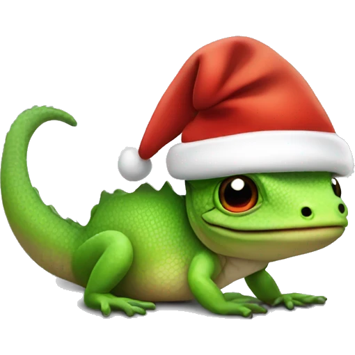 Cute lizard with a Santa hat on emoji