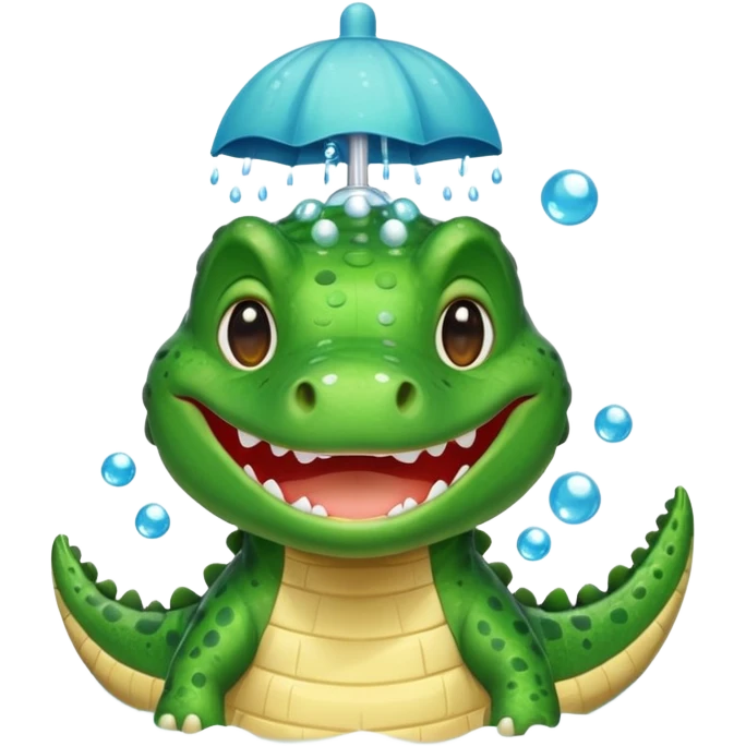Cute crocodile is showing under the shower like game Where's my water emoji