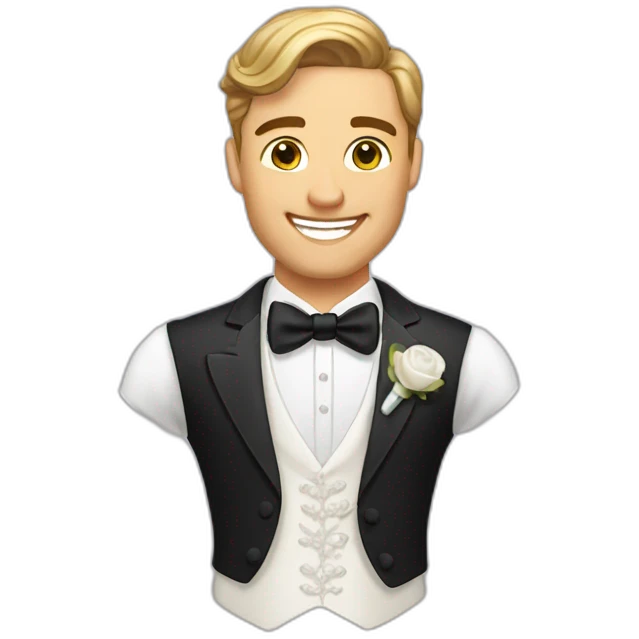 A happy, fun, goodlooking bridegroom emoji
