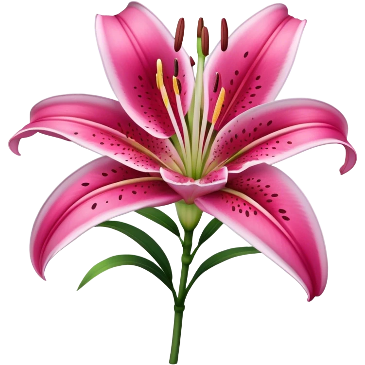 single Deep Pink Oriental Lily with White Edge, straight stem emoji