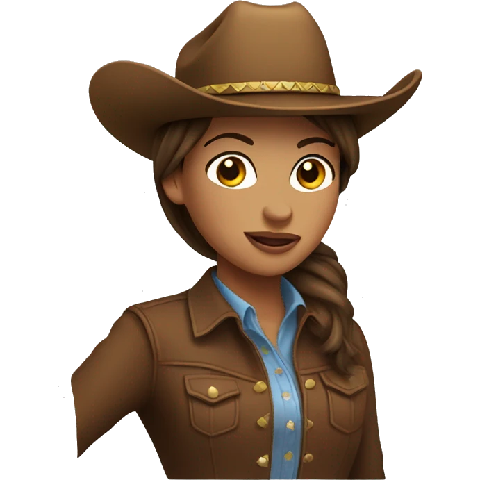 Brown hair cowgirl on horse emoji