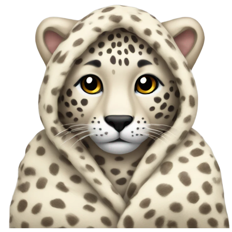 snow leapord cozy in beige blanket  emoji