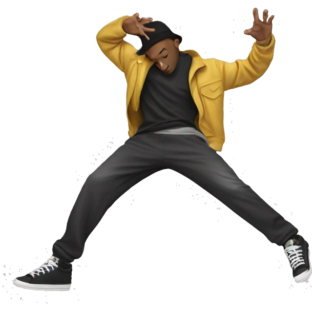 hip hop break dancer leaning on one hand with feet up emoji