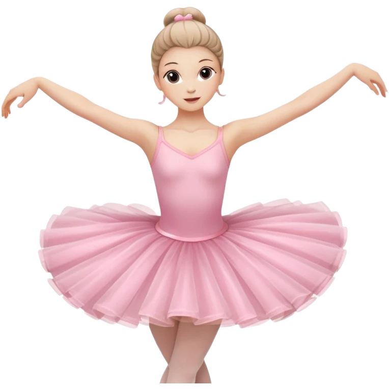 A graceful ballerina in a pink tutu, spinning lightly with arms curved elegantly.
 emoji