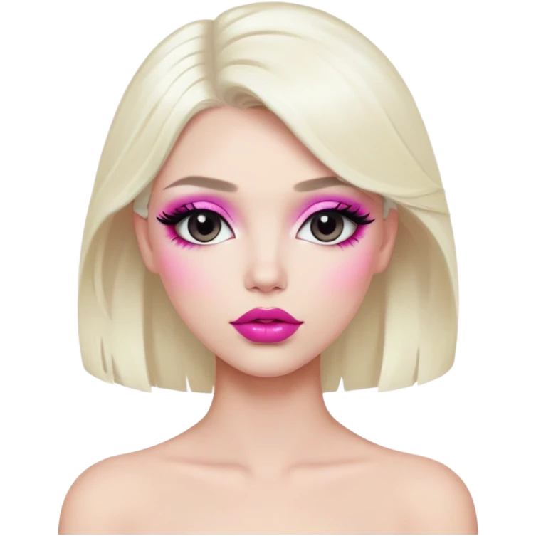 Person with platinum blonde hair, pink lips, and heavy makeup emoji