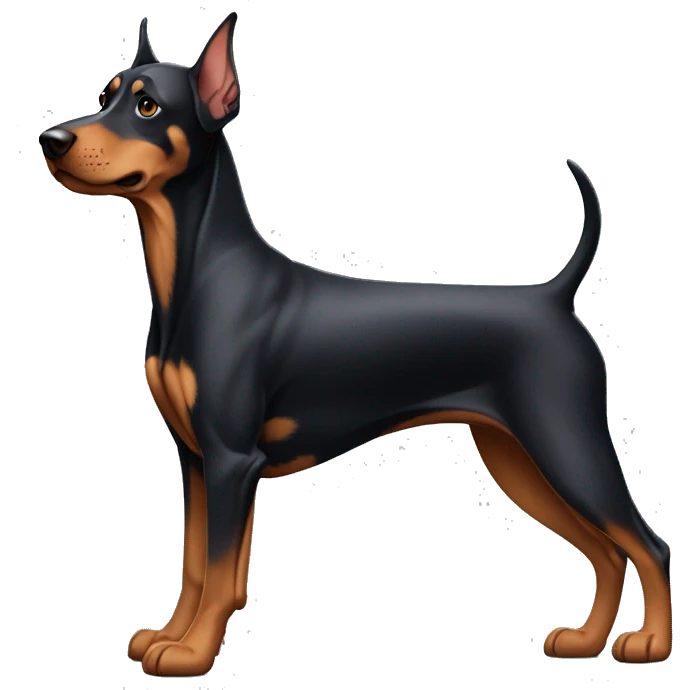 Cachorro dobermann segurando fazendo musculação na academia  emoji