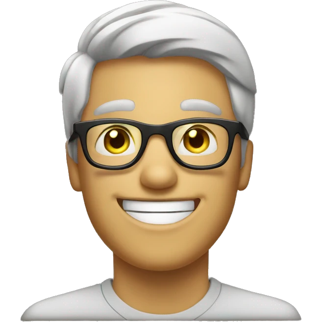A man with glasses smiling broadly as he raises his thumb in a sign of joy and confidence. His glasses shine with flashes of happiness in the gif. emoji