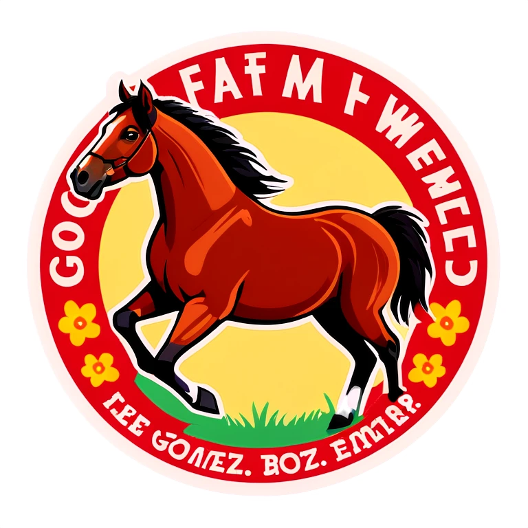 Horse that says Gomez Family Weekend  emoji