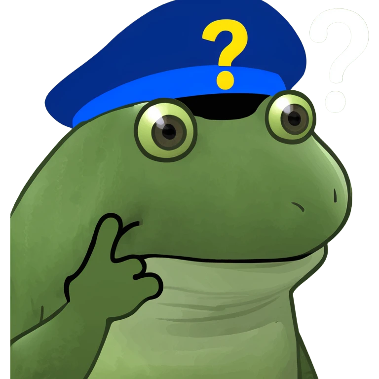 question mark icon green bufo frog meme style emoji