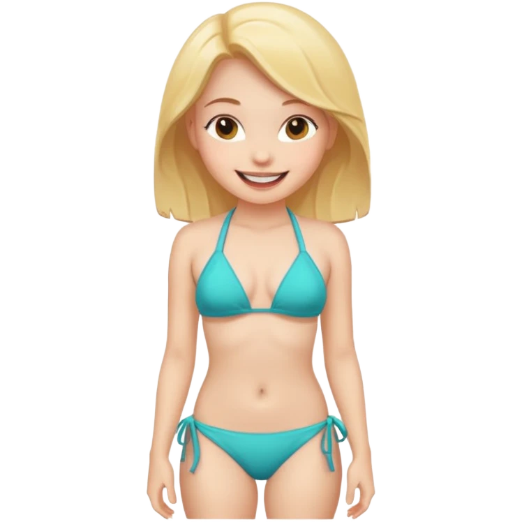 Make a girl showing her nipples  in bikini  emoji