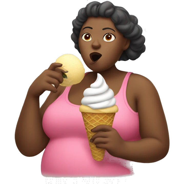 Fat woman eating a icecream emoji