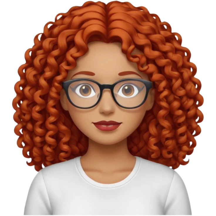 rizada peli roja , trigueña , con lentes y top blanco pelo largo  emoji