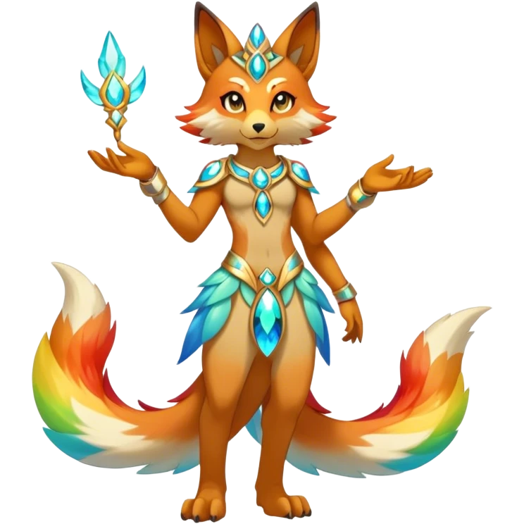 Anthro Sona Colorful Godly Celestial Shiny Fakemon Fantasy Creature Full Body emoji